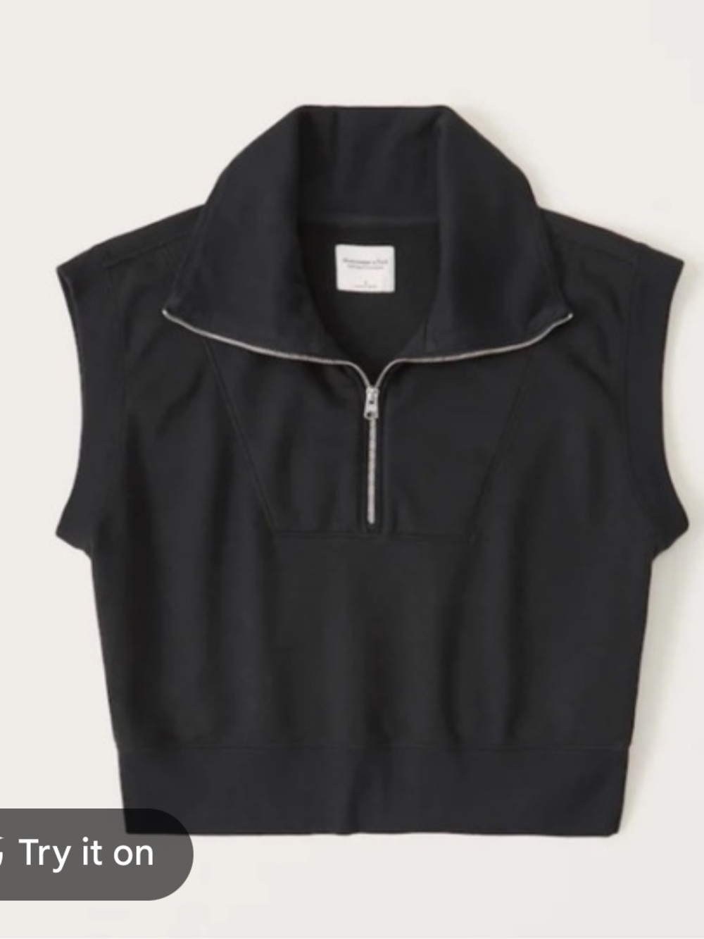 Abercrombie & Fitch Black Sleeveless Half-Zip Cropped Top